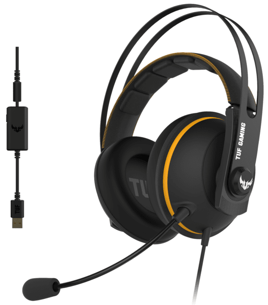 купить Гарнитура ASUS TUF Gaming H7 черно-желтый 90YH01MY-B8UA00, 20 ~ 20000 Гц, 32 Ом, разъем 3.5 мм.Длина шнура 1.3 м в Алматы