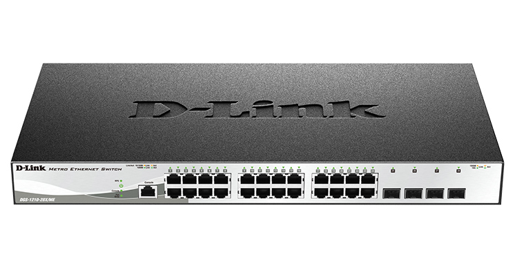 купить Управляемый коммутатор DGS-1210-28X D-Link 2 уровня с 24 портами 10/100/1000Base-T и 4 портами 10GBase-X SFP+ в Алматы