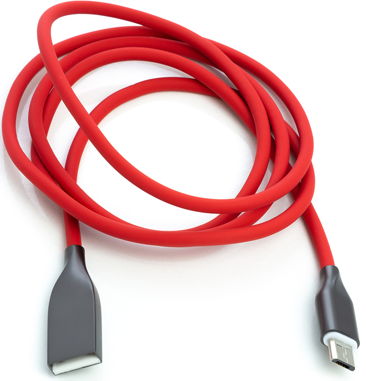 купить Кабель PowerPlant USB - microUSB, 1м, силикон, красный в Алматы