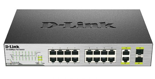 купить D-Link DES-1018MP/E1A Неуправляемый коммутатор 16 портов 10/100 с PoE + 2 комбо-порта 10/100/1000 /  в Алматы