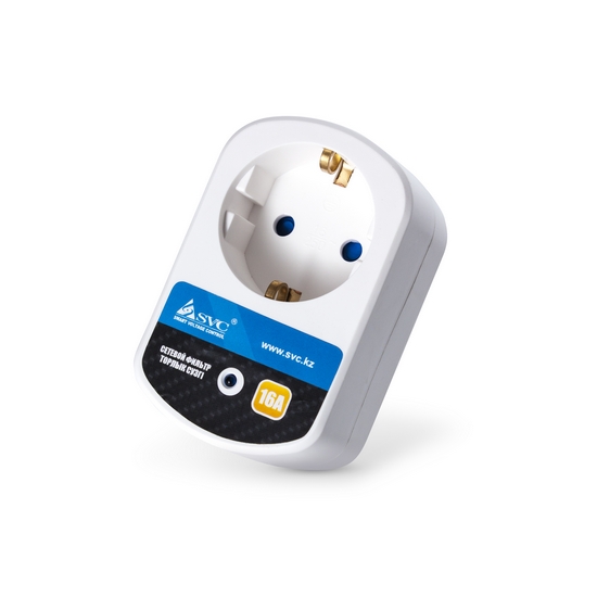 купить Сетевой фильтр, SVC, SP-1W, 1 розетка, 220-240V, 16A, 525J, Белый в Алматы