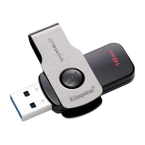 купить USB-накопитель, Kingston, DTSWIVL 16GB, USB 3.1, 5 Мб/сек, Чёрный в Алматы