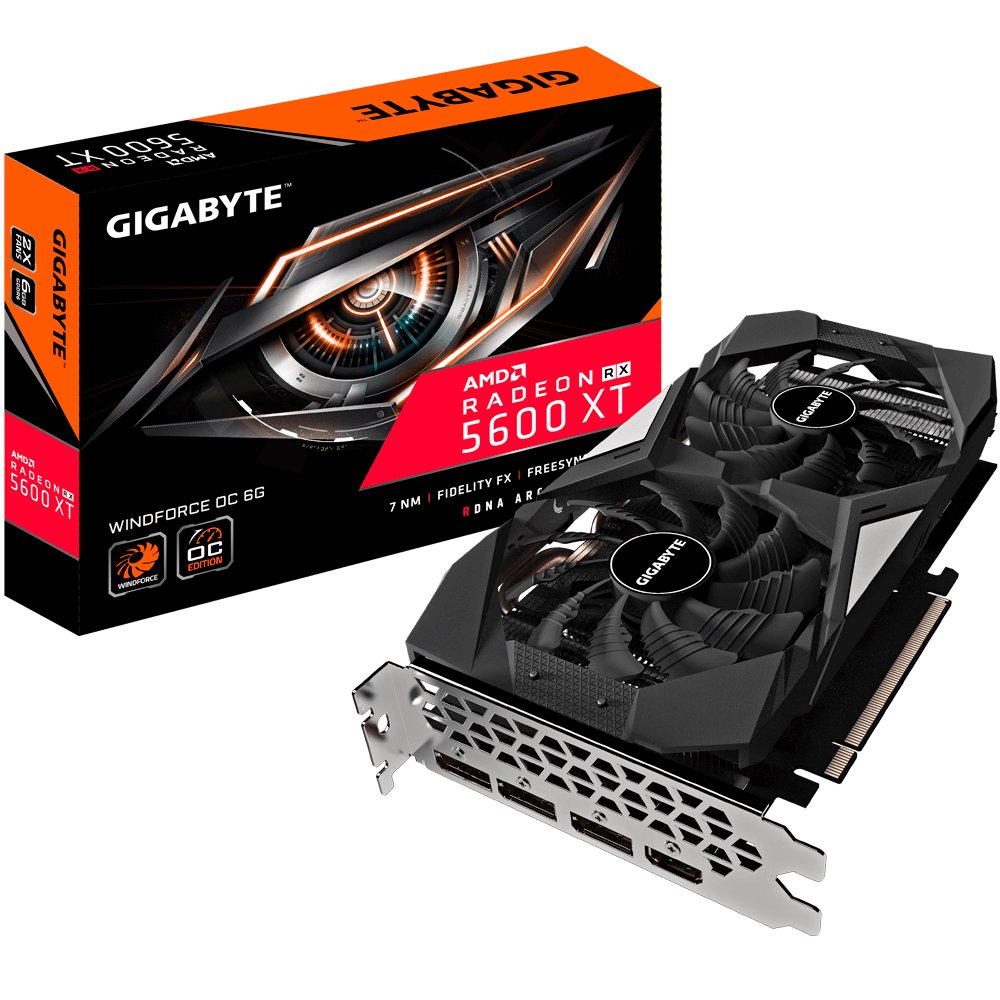 купить Видеокарта, Gigabyte, Radeon RX 5600 XT WINDFORCE OC (GV-R56XTWF2OC-6GD) 4719331306496, DDR6, 192bit, HDMI, 3-DP, 2хFan, Цветная коробка в Алматы