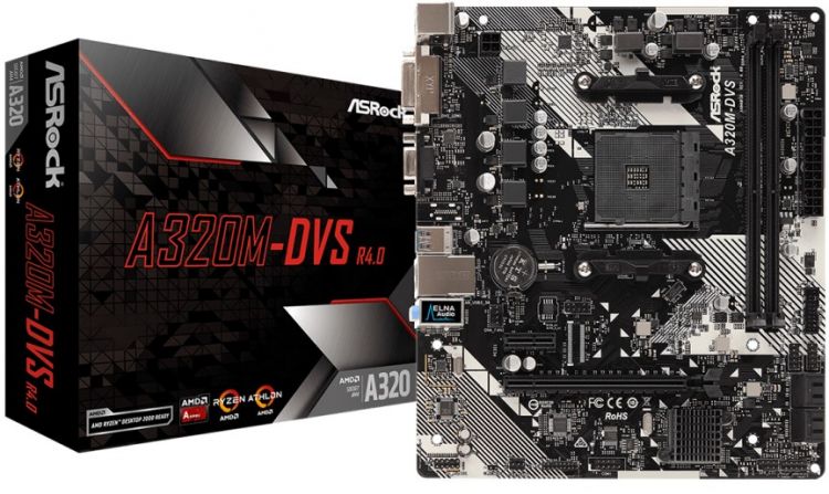 купить Материнская плата ASRock A320M-HDV R4.0 Socket AM4, A320, 2xDDR4 (3200+), 4xSATA3 RAID, 1xUltra M.2, 1xD-Sub, 1xDVI-D, 1xHDMI, 3xPCI-E3.0x16, 1xPCI-E2.0x1, 2xUSB2.0, 4xUSB3.1, 1xRJ-45 LAN, 2xPS/2, Разъёмы HD-аудио: Линейный вход / Передние динамики / в Алматы