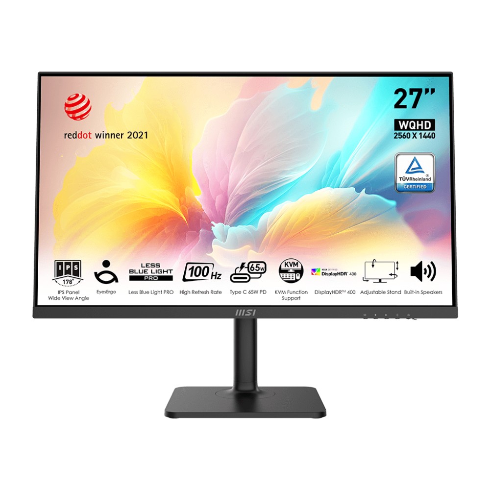 купить Монитор 27" MSI Modern MD272QXP IPS 2560х1440 100Hz 1ms 400cd/m 1xDP 1xHDMI 1xUSB-C Черный в Алматы