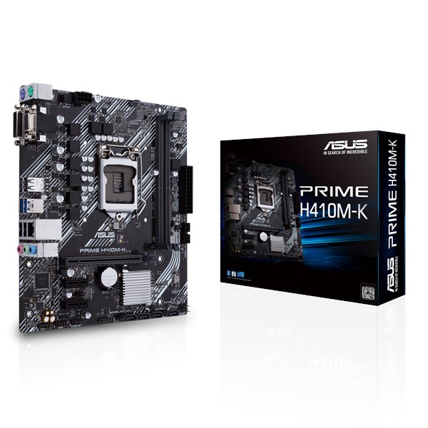 купить Материнская плата ASUS PRIME H410M-K LGA1200 2xDDR4 4xSATA3 1xDVI 1xD-Sub 3xPCIe3.0 2xUSB3.2 4xUSB2.0 mATX в Алматы