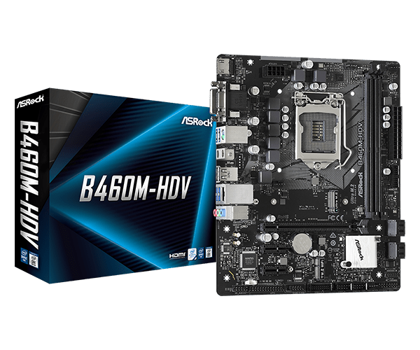 купить Материнская плата ASRock B460M-HDV LGA1200 2xDDR4 4xSATA RAID UM.2 D-Sub DVI HDMI mATX в Алматы