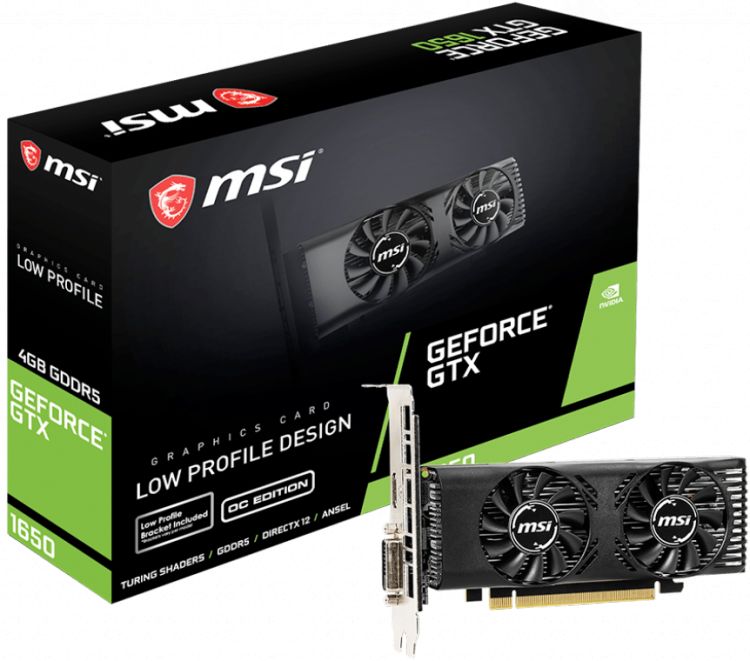 купить Видеокарта MSI GeForce GTX1650, 4Gb GDDR5 128bit 1xDVI-D 1xHDMI GTX 1650 4GT LP OC в Алматы