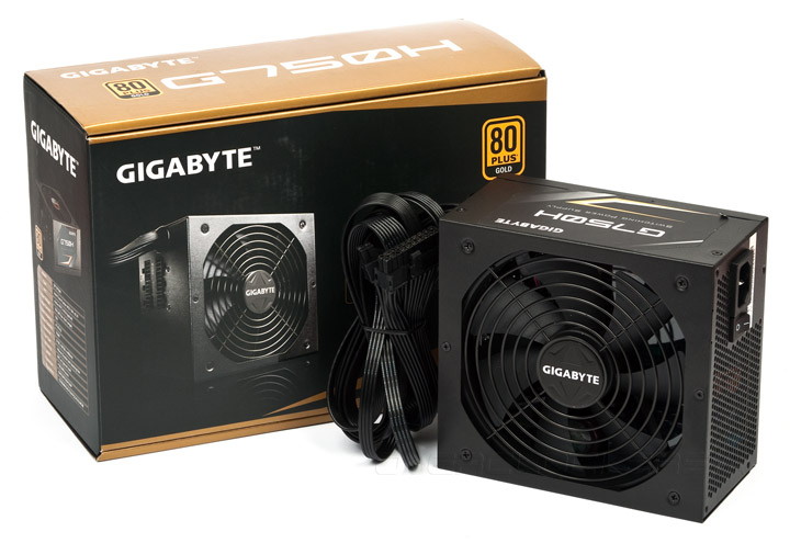 купить Блок питания, Gigabyte, GP-G750H, 750W, ATX, 20 4 pin, 4 4pin, 7*Sata, 3*Molex, 1*FDD, 4*PCI-E 6 2 pin, Вентилятор 14 см, Кабель питания, Чёрный в Алматы
