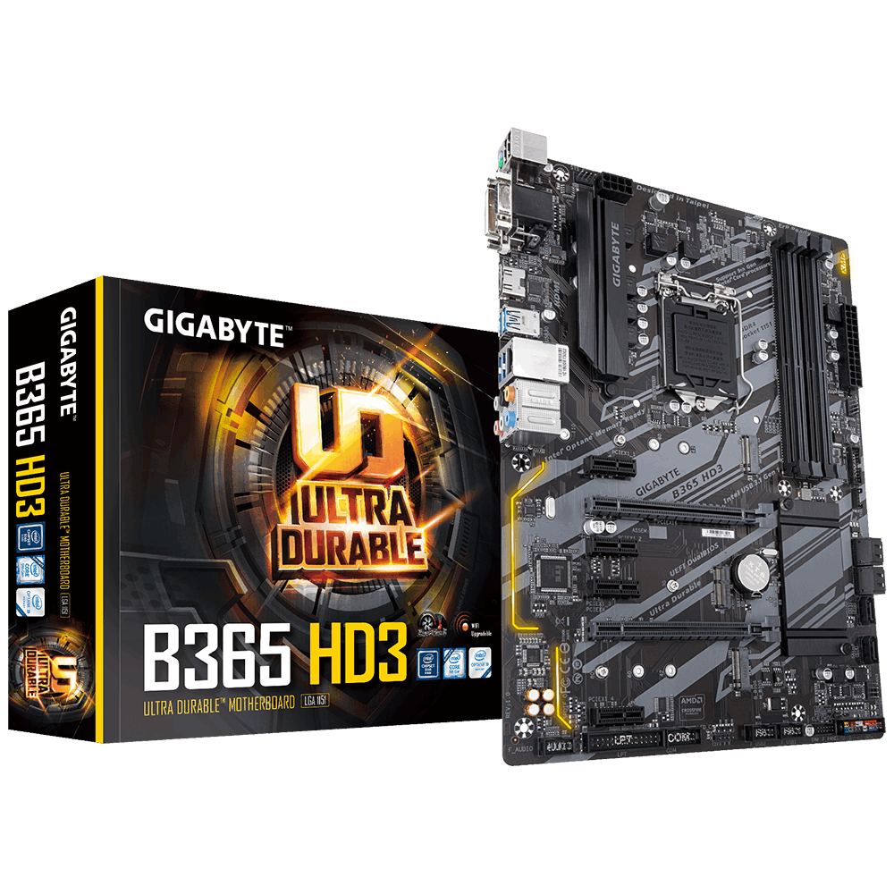купить Материнская плата Gigabyte B365 HD3 1151 4xDDR4 6xSATA RAID M.2 D-Sub+DVI+HDMI ATX в Алматы