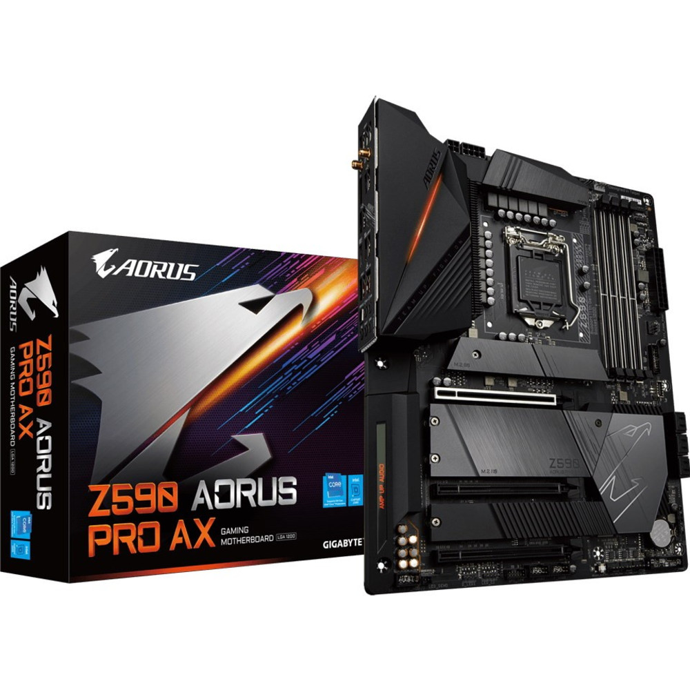 купить Сист. плата Gigabyte Z590 AORUS PRO AX, Z590, 1200, 4xDIMM DDR4, 3xPCI-E x16, M.2, 6xSATA, DP, WIFI6, BOX в Алматы
