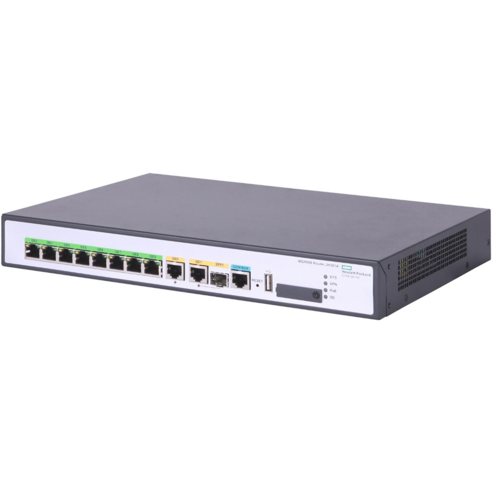 купить Маршрутизатор JH300A HPE FlexNetwork MSR958 1GbE and Combo 2GbE WAN 8GbE LAN Router (1xWAN, 8xLAN, 1xSFP GbE port) в Алматы