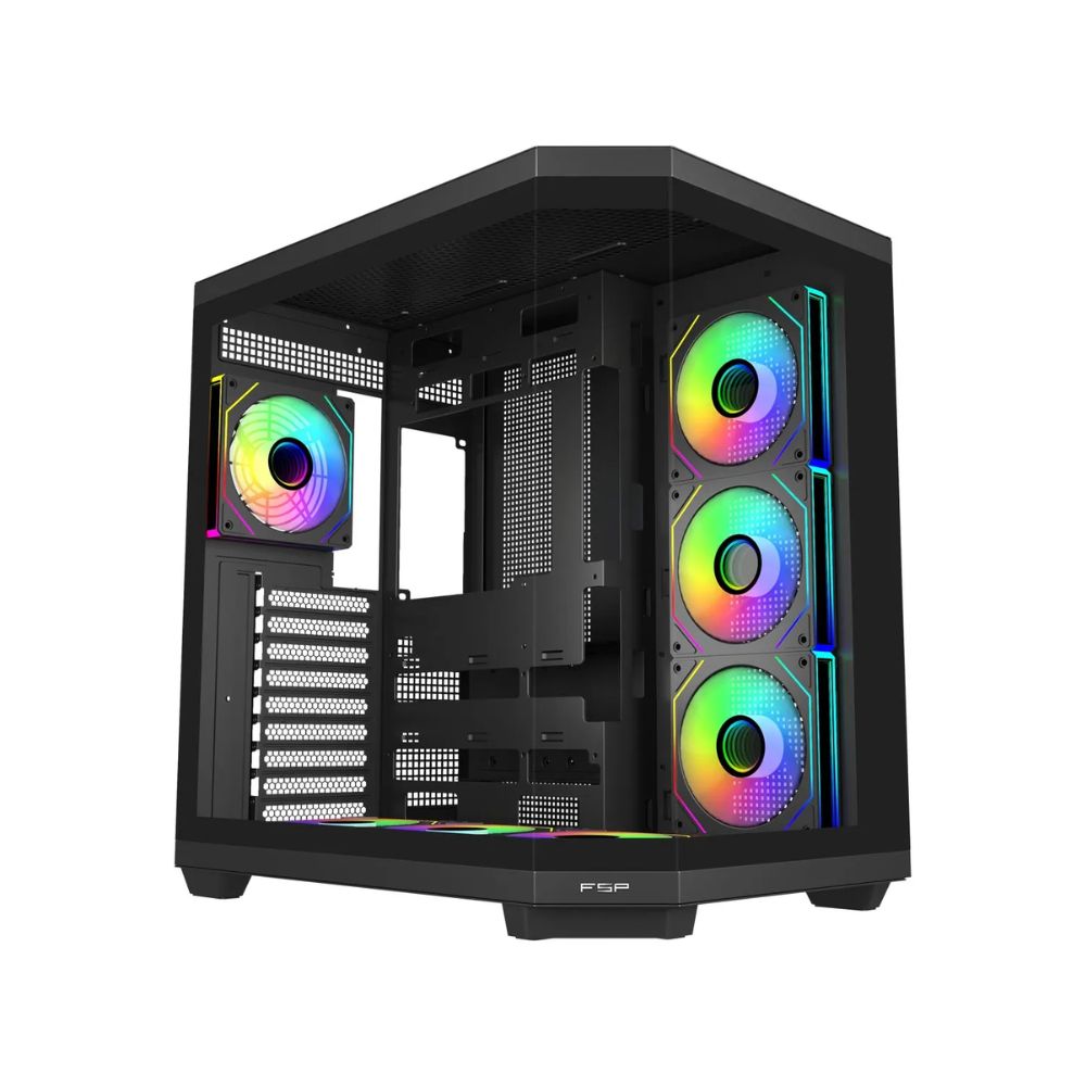 купить Корпус FSP U580-BA, ULTRA Tower ATX, ATX(BTF), M-ATX, Mini-ITX, VGA up to 415mm, 7xARGB FAN, Black в Алматы