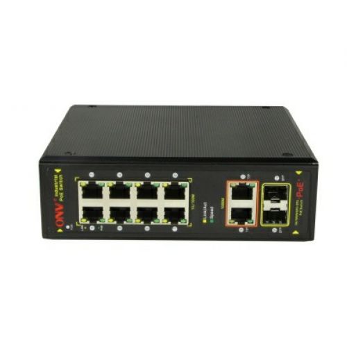 купить Коммутатор PoE индустриальный 8-портовый ONV IPS31108PFB<8 портов 10/100Mbps PoE 802.3af/at (max 30W на порт), 2 - гигабитных комбинированных порта TP/SFP> в Алматы