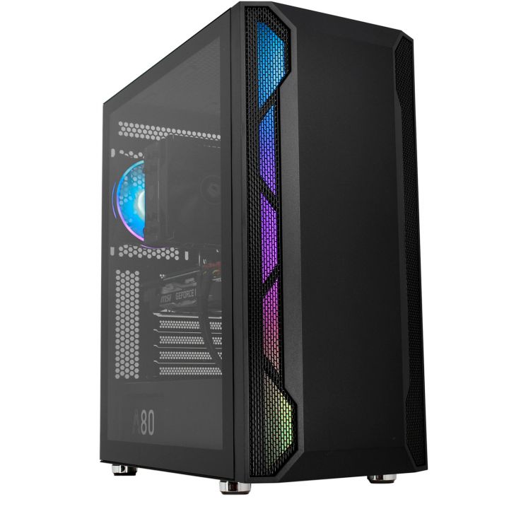 купить Компьютерный корпус APEX 3701  ARGB, tempered glass, black, 3 case FANs, MATX midi tower (w/o PSU) в Алматы