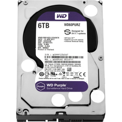 купить Жёсткий диск HDD 6 Tb SATA 6Gb/s Western Digital Purple WD62PURZ 3.5* 5640rpm 128Mb в Алматы