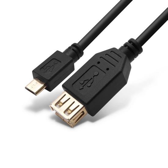купить Переходник, SHIP, US109-0.15P, MICRO USB на USB Host OTG, Пол. пакет, 0.15м, Чёрный в Алматы