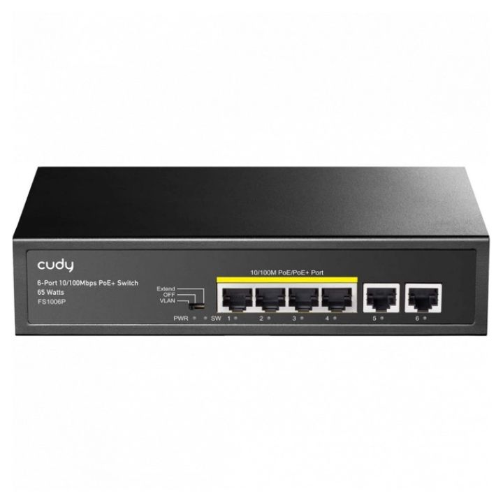 купить Коммутатор PoE+  6-портовый CUDY FS1006P <6 RJ-45 10/100M PSE ports with 4 POE Ports Unmanaged Desktop Switch, support 4-port IEEE 802.3at PoE+ (Port-1 to Port-4), Supports PoE power up to 30W for each PoE port, CCTV Mode (Transmit distance up to 250 в Алматы