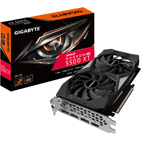 купить Видеокарта Gigabyte RADEON RX 5500 XT OC 4GB GDDR6 128bit HDMI 3xDP GV-R55XTOC-4GD в Алматы