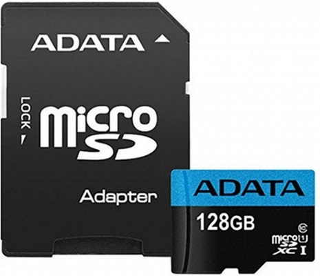 купить Карта памяти MicroSD 128GB Class 10 A1 ADATA AUSDX128GUICL10A1-RA1 в Алматы