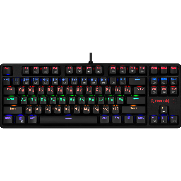 купить Клавиатура проводная игровая механическая Redragon Daksa, Rainbow (Черный), USB, ENG/RU, НОВИНКА! в Алматы