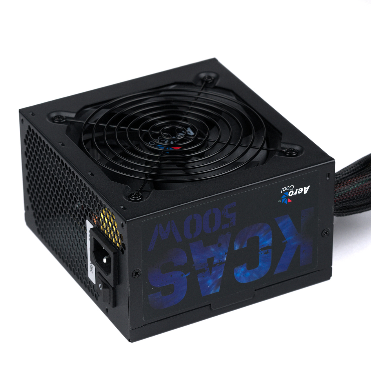 купить Блок питания, Aerocool, KCAS PLUS 500W, 500W, ATX, APFC, 20 4 pin, 4 4pin, 7*Sata, 4*Molex, 1*FDD, 2*PCI-E 6 2 pin, Поддержка Haswell, Вентилятор 12 см, Кабель питания, Чёрный в Алматы
