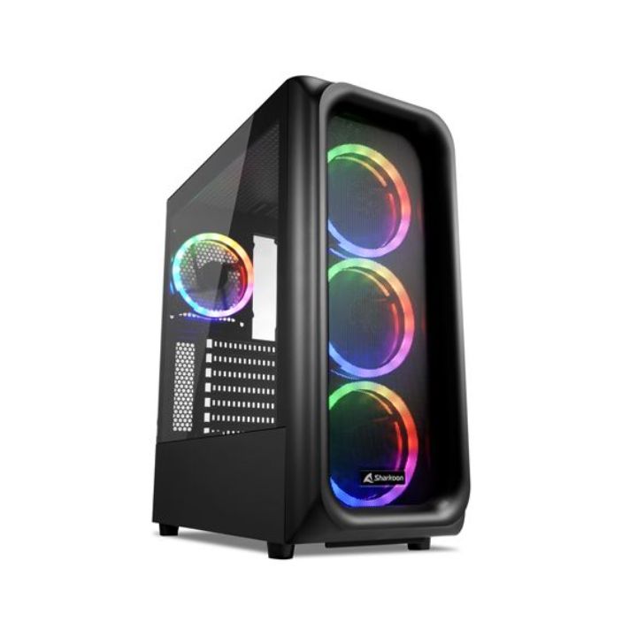 купить Корпус ПК без БП Sharkoon TK5M RGB <ATX, 2x3.5, 5x2.5, 2xUSB 3.0, 1xType C, Audio, 411*200*456mm> в Алматы
