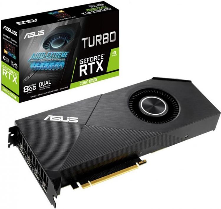 купить Видеокарта ASUS TURBO RTX 2060S, TURBO-RTX2060S-8G-EVO, Turbine, 8Gb/256bit GDDR6, 2xHDMI, 2xDP, BOX в Алматы