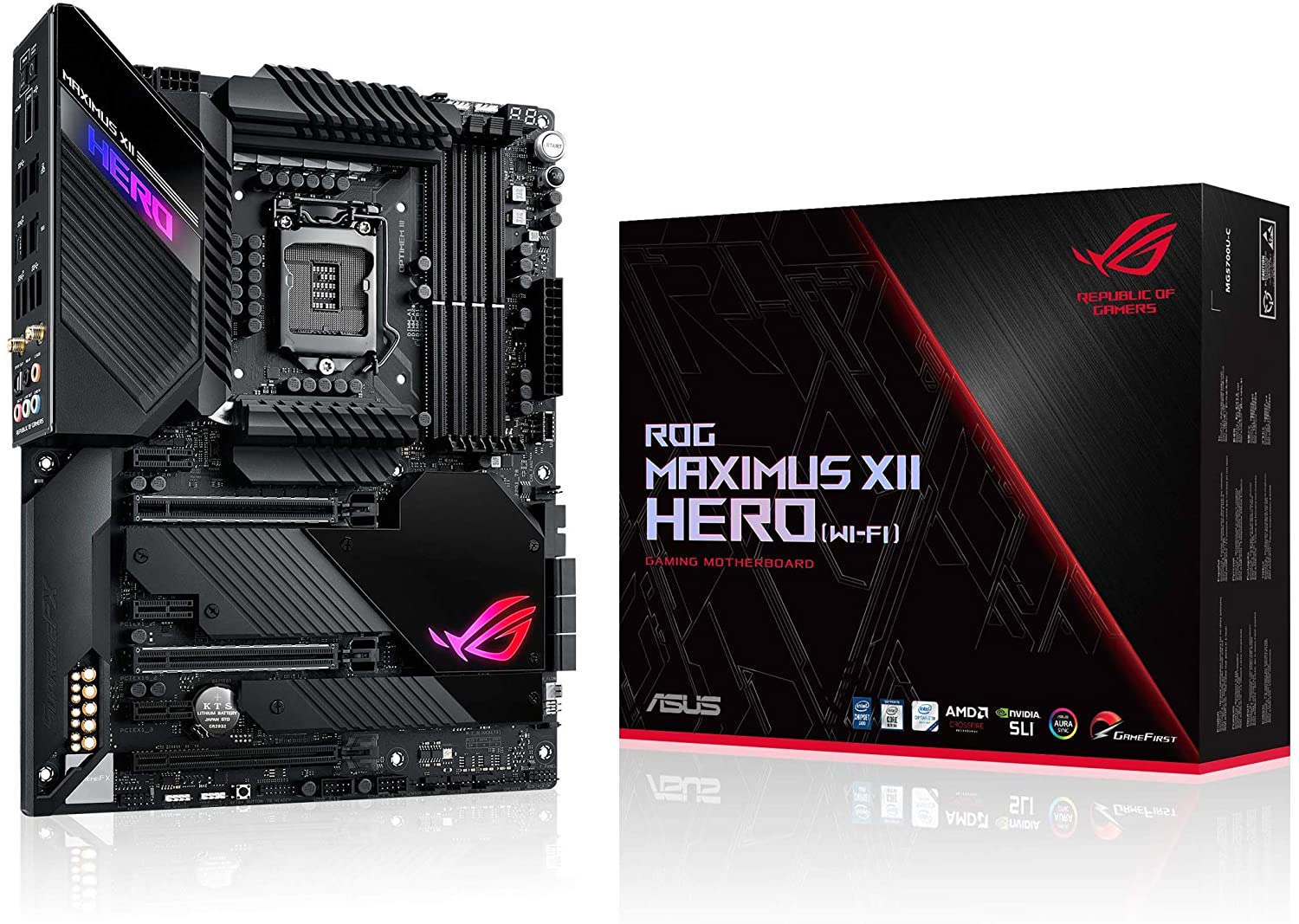купить Сист. плата Asus ROG MAXIMUS XII HERO, Z490, 1200, 4xDIMM DDR4, 3xPCI-E x16, 3xPCIx1, 3xM.2, 6xSATA, Wi-Fi 6AX, ATX BOX в Алматы