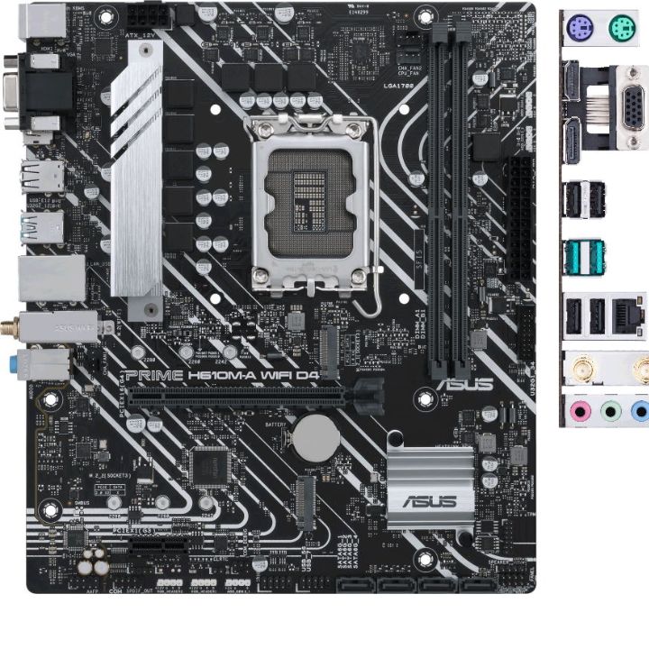 купить Материнская плата ASUS PRIME H610M-A WIFI D4, LGA1700 2xDDR4 4xSATA3 2xM.2 D-Sub HDMI DP mATX в Алматы