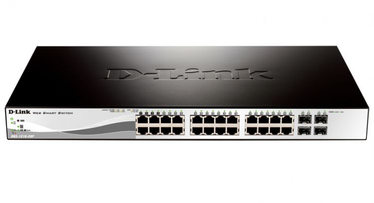 купить D-Link	Коммутатор	DGS-1210-28P/F1A	Настраиваемый коммутатор WebSmart с 24 портами 10/100/1000Base-T и 4 комбо-портами 100/1000Base-T/SFP (24 порта с поддержкой PoE 802.3af/802.3at (30 Вт), PoE-бюджет 193 Вт) в Алматы