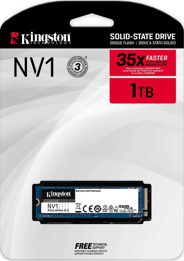купить SSD-накопитель Kingston SNVS/1000G, 1000Gb, M2, 2280, NVMe, 21001700 readwrite, SNVS/1000G в Алматы