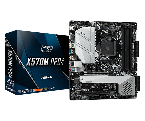 купить Материнская плата ASRock X570M PRO4 AM4 4xDDR4 8xSATA3 RAID 2xHyper M.2 mATX в Алматы