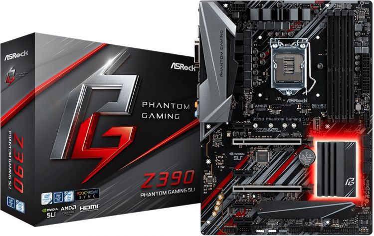 купить Геймерская Материнская плата Премиум Класса ASRock Z390 PHANTOM GAMING SLI Z390 Socket 1151 4xDDR4 (4300+ OC) 6xSATA, RAID, 2xUltra M.2 (PCIe Gen3x4 & SATA3) 1xDVI 1xHDMI 3xPCIe3.0x16, 3xPCIe3.0x1, Supports NVIDIA® Quad SLI™, AMD 3-Way CrossFireX™,   в Алматы