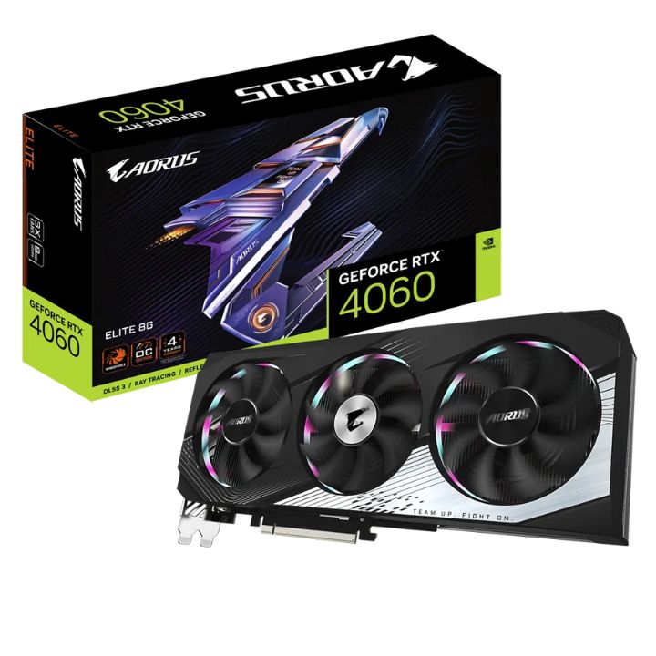 купить Видеокарта 8Gb PCI-E GDDR6X GIGABYTE GV-N4060AORUS E-8GD, 2хHDMI+2xDP GeForce RTX4060 в Алматы