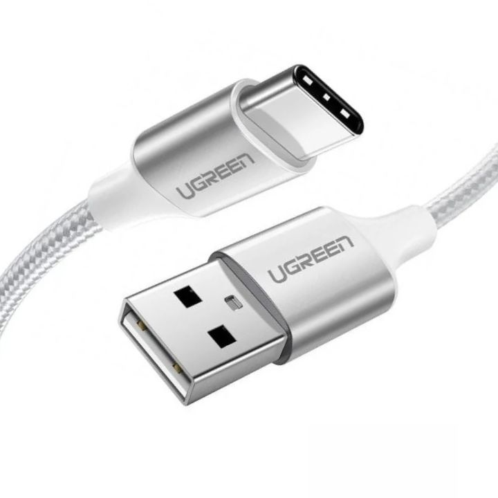 купить Кабель UGREEN US288 USB-A 2.0 to USB-C Cable Nickel Plating Aluminum Braid 1m (White) в Алматы
