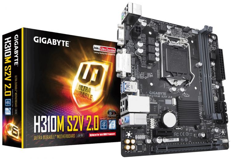 купить Материнская плата Gigabyte H310M S2V 2.0 Intel H310 LGA1151 2xDDR4 4xSATA3 D-Sub DVI mATX в Алматы