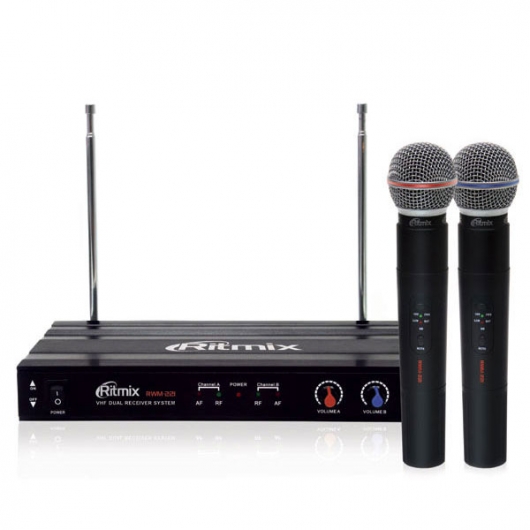купить Микрофонная беспроводная система RITMIX RWM-221 серебро в Алматы
