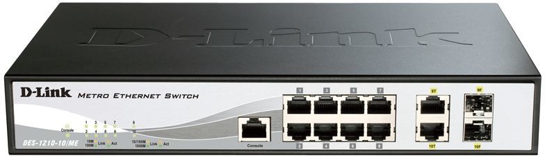 купить D-Link DES-1210-10/ME/B2A Упр-й комм-р 8-порт 10/100Base-T + 2 комбо-портами 10/100/1000BASE-T/SFP /  в Алматы