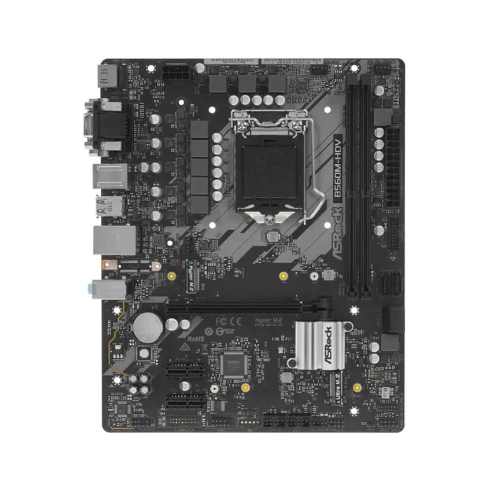 купить Материнская плата ASRock B560M-HDV R2.0 LGA1200 2xDDR4 4xSATA UM.2 D-Sub HDMI DVI mATX в Алматы