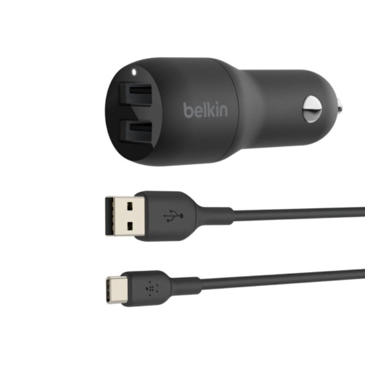 купить Автомобильное ЗУ Belkin Car Charger 24W Dual USB-A, USB-A - USB-C, 1m, black в Алматы