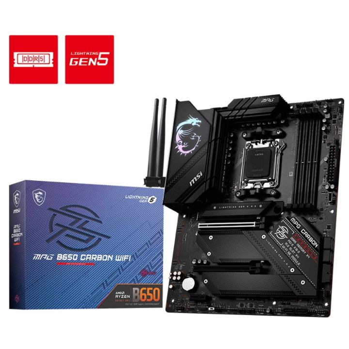 купить Материнская плата MSI MPG B650 CARBON WIFI AM5 B650 4xDDR5 6xSATA3 RAID 4xM.2 HDMI DP ATX в Алматы