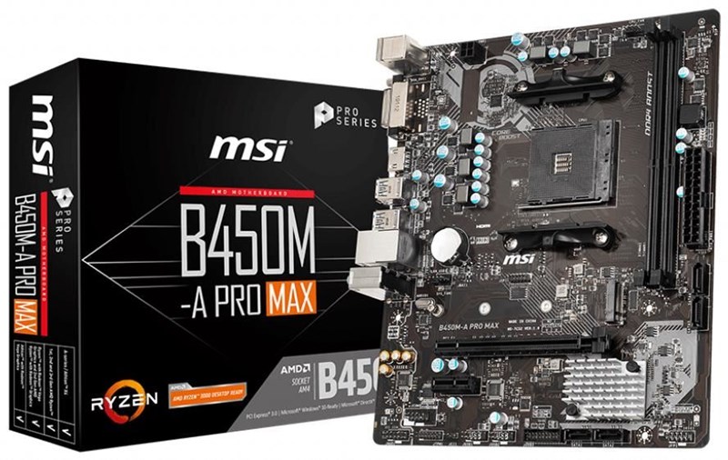 купить Материнская плата MSI B450M-A PRO MAX AM4 B450 2xDDR4 4xSATA3 1xM.2 DVI HDMI mATX в Алматы