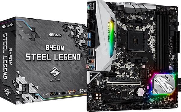 купить Материнская плата, ASRock, B450M STEEL LEGEND (, 4xDDR4 294717677338072), AM4, B45033, 6xSATA3, 1xM.2, 1xDVI-D, 1xHDMI, 2xPCI-Ex16, 1xPCI-Ex1, ATX в Алматы