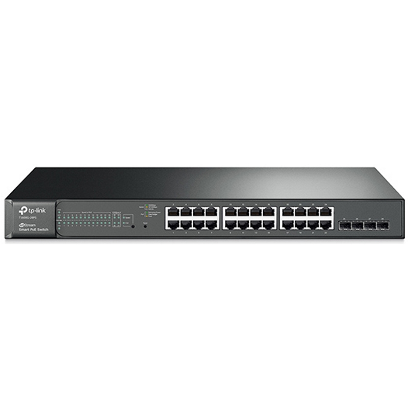 купить TP-Link T1600G-28PS(TL-SG2424P) Гигабитный комм-тор, 24 порта  10/100/1000 PoE+ и 4 порта SFP /  в Алматы