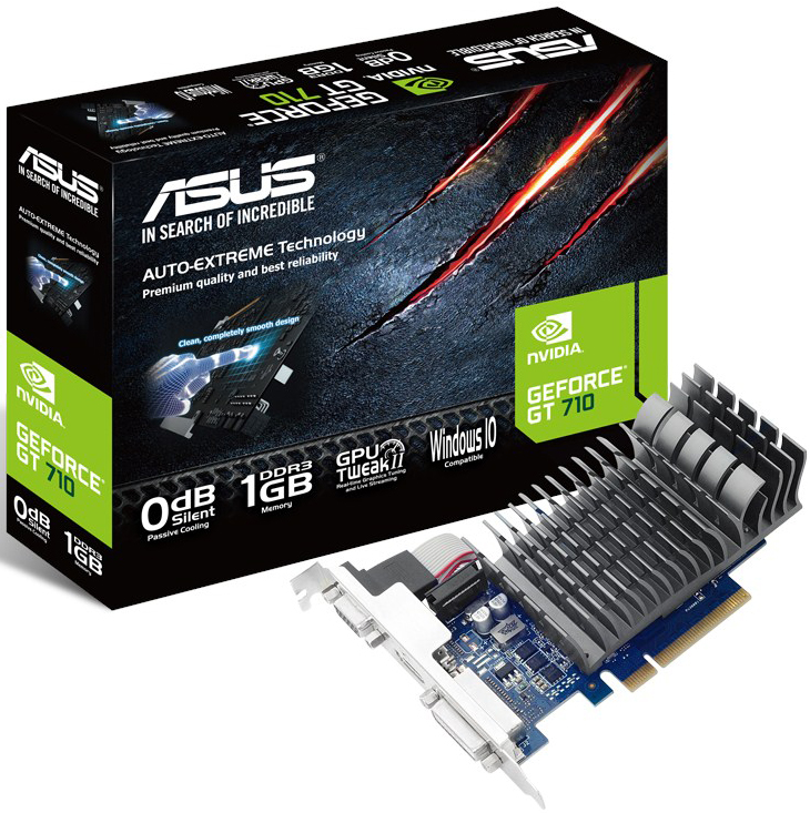 купить Видеокарта ASUS GeForce GT710 1Gb 64bit DDR3 954/1800 D-Sub DVI HDMI PCI Express 2.0 710-1-SL Пассивное охлаждение BOX                                                                                                                                     в Алматы
