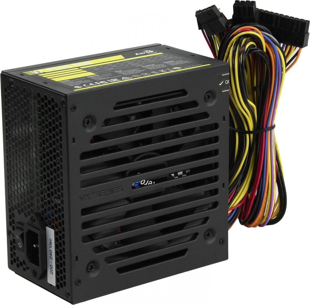 купить БП 550W AeroCool VX PLUS 550 12CM FAN, ATX, Кабели: 20+4P, 4+4P, 3*IDE, 3*SATA, 1*PCI-E6+2P в Алматы