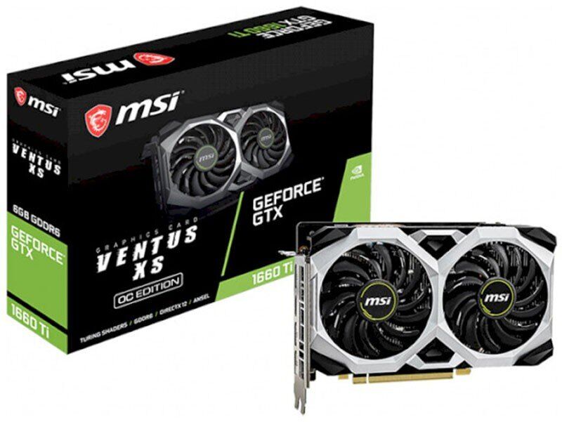 купить Видеокарта MSI GeForce GTX1660Ti, 6GB GDDR6 192-bit 1xHDMI 3xDP GTX 1660 Ti VENTUS XS 6G OC в Алматы