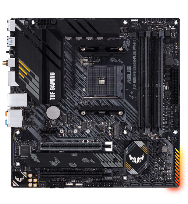 купить Сист. плата ASUS TUF GAMING B550M-PLUS, B550, AM4, 4xDIMM DDR4, 2xPCI-E x16, 1xM.2, 4xSATA, DP, HDMI, mATX  в Алматы