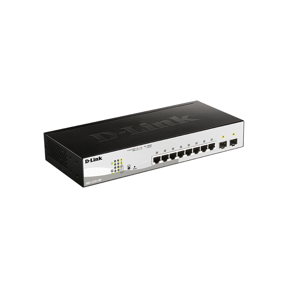 Купить Switch 8 port D-Link DGS-1210-10P/FL2A, 8x10/100/1000 Мбит/с, 2 порта 1000Base-X SFP, PoE в Алматы
